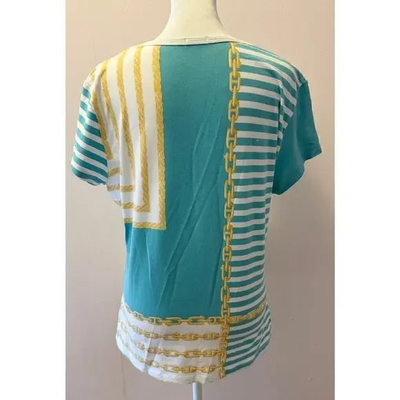 J. McLaughlin Catalina Cloth Shortsleeve Chain Graphic Tee Size L - Picture 2 of 4